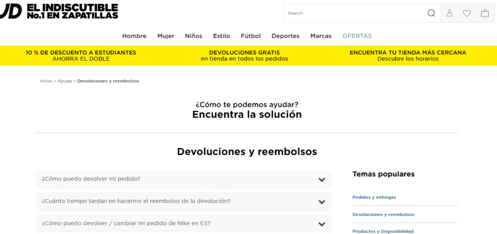 Devoluciones, Reembolsos y Garantías JD Sports