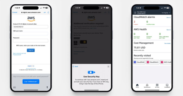 AWS console mobile app