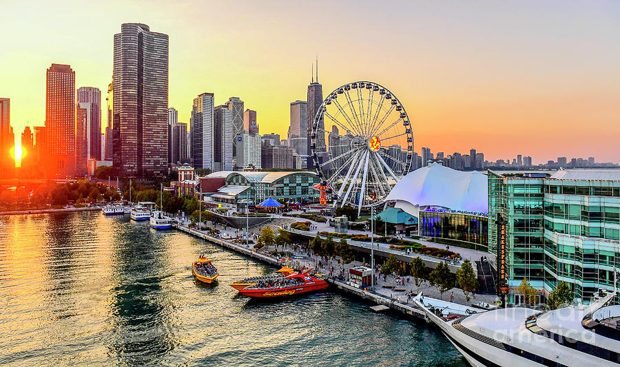 Navy Pier Centennial Wheel sunset