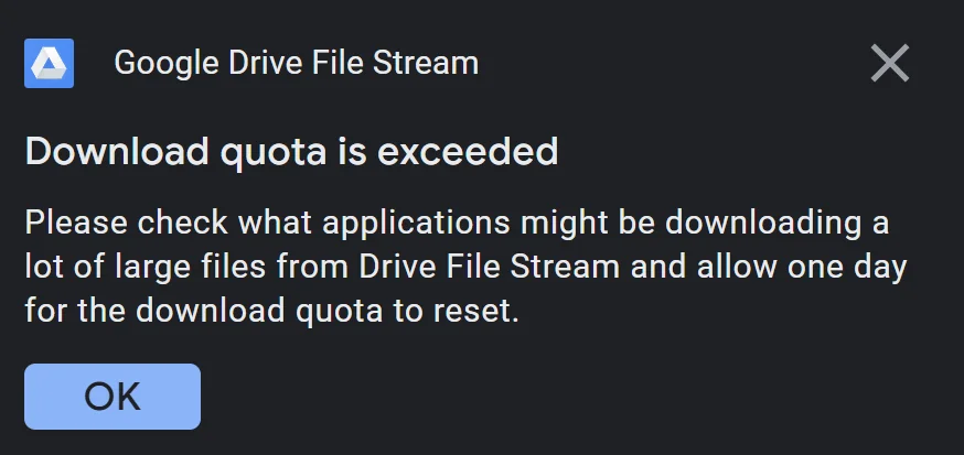 Drive quota full message