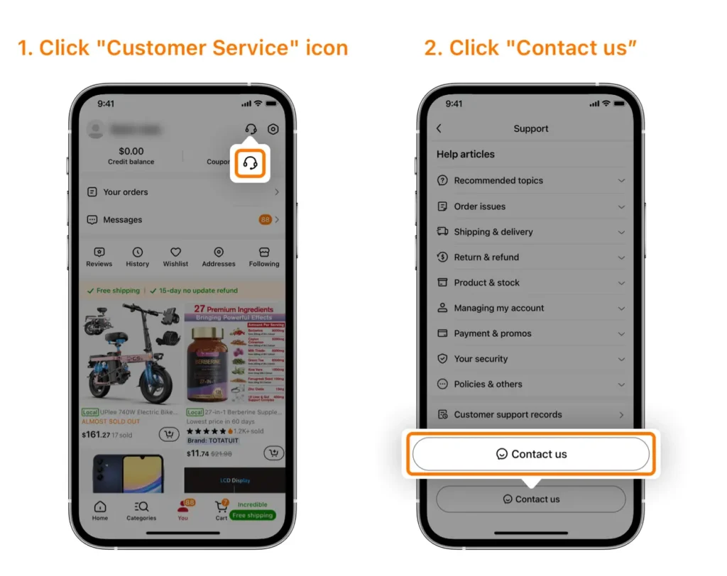 Temu support center es