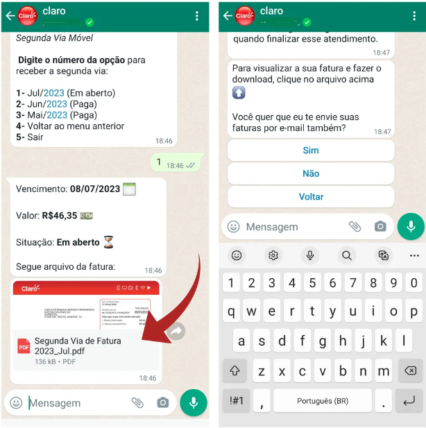 WhatsApp Claro Argentina interfaz chat