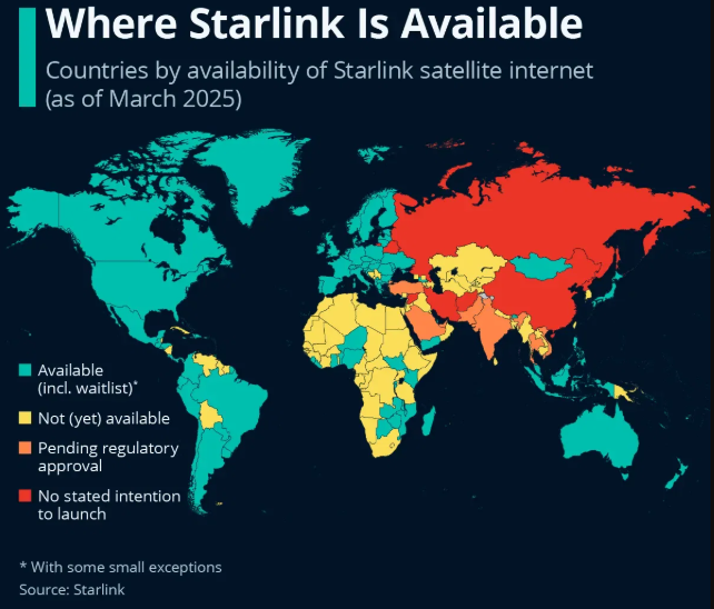 Starlink coverage map 2025