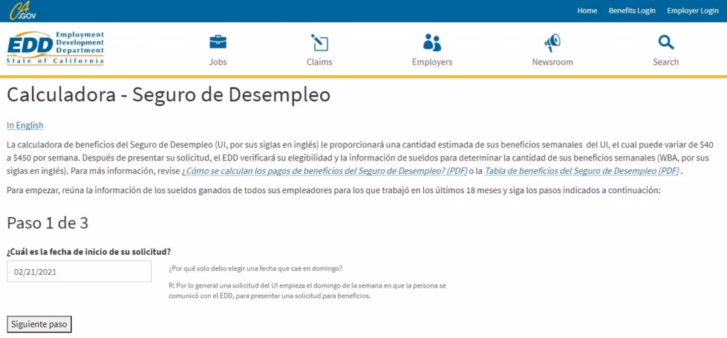 Usa la calculadora oficial del edd para estimados