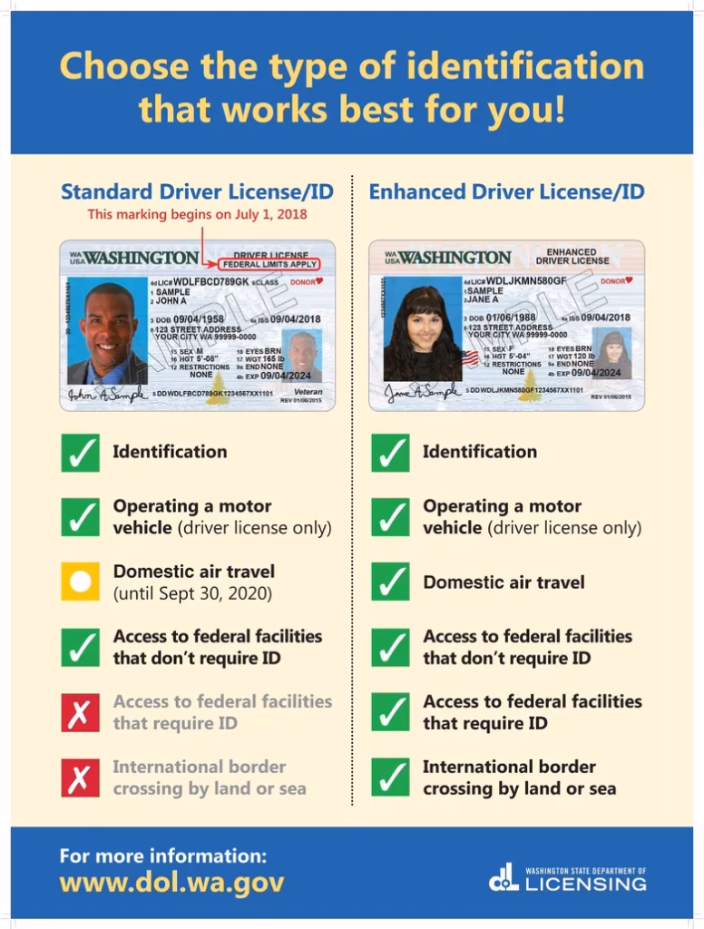 REAL ID vs standard driver license comparison 