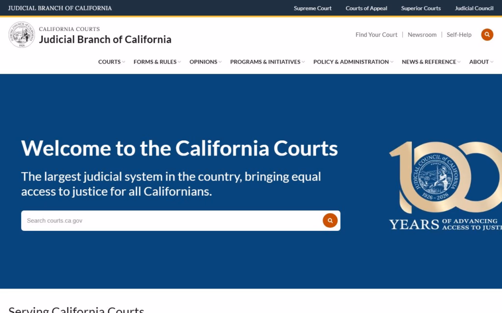 California court traffic ticket lookup website