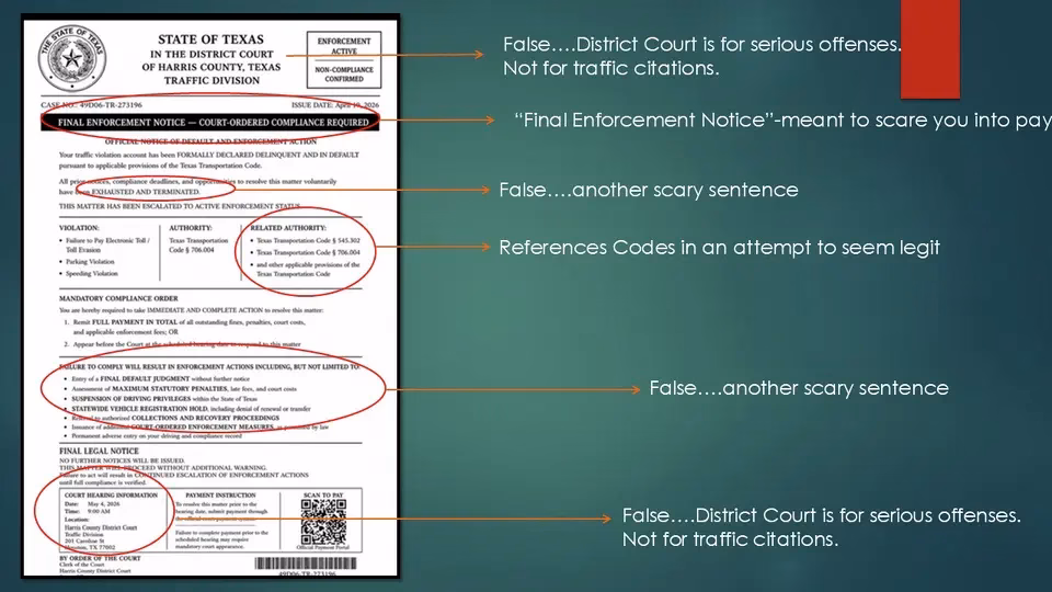 ticket not found error Texas court
